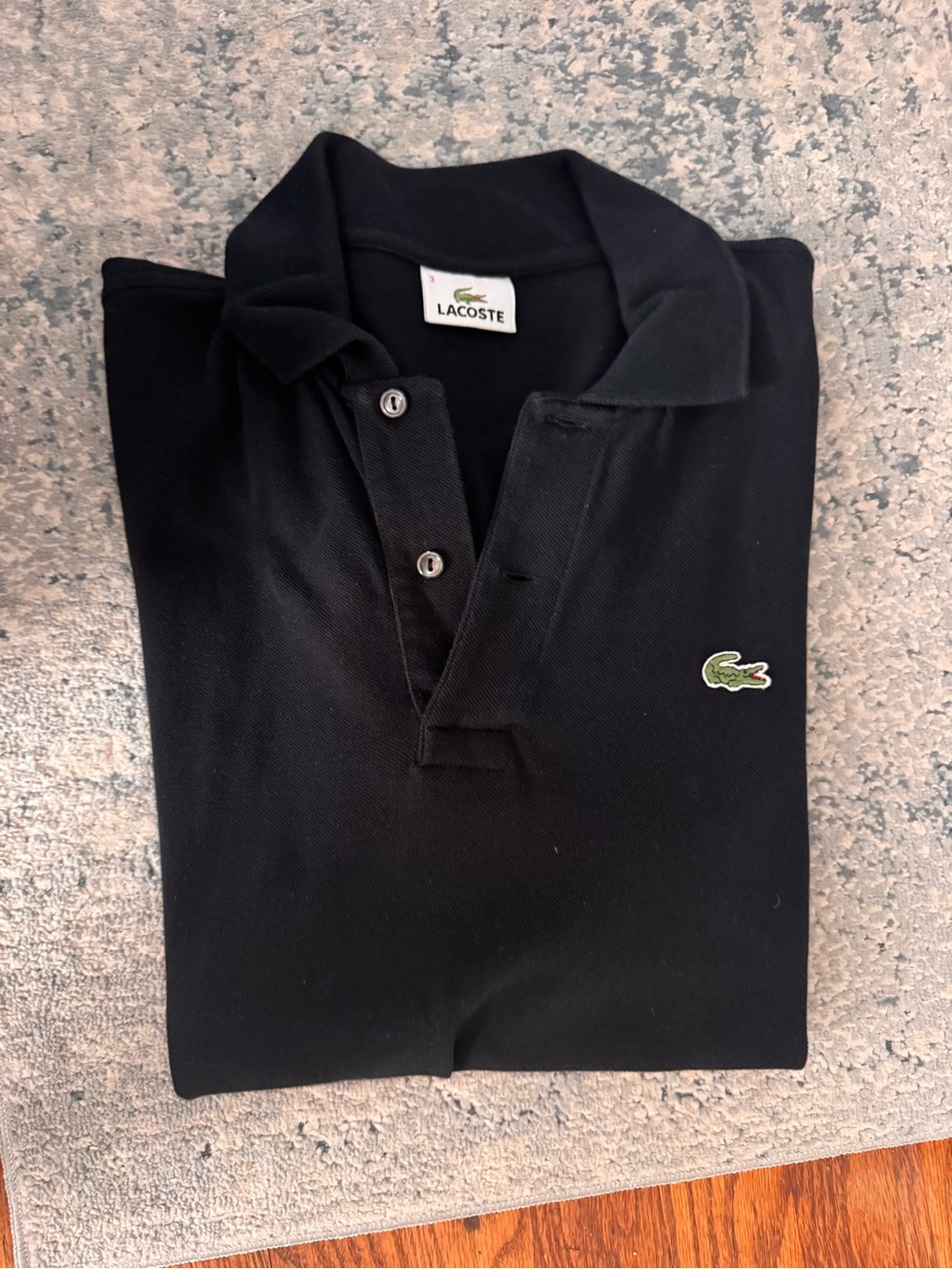 Lacoste Men’s Black Polo with Green Crocodile Logo